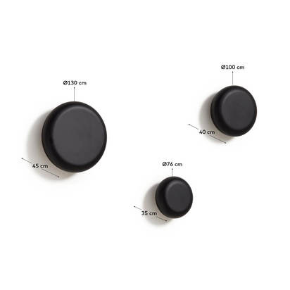 Nadue set of 3 solid beech wood wall hooks with a black finish