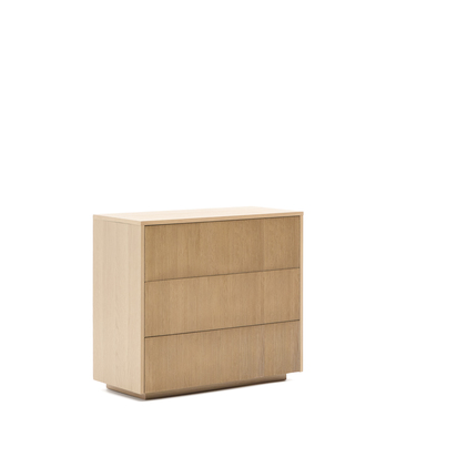 Helvine chest of 3 drawers in oak veneer 90 x 78 cm FSC 100%