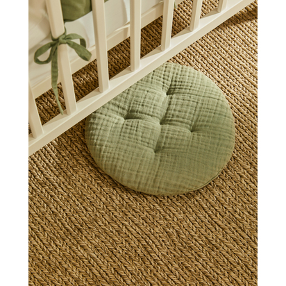 Laily green cushion made of 100% organic cotton, Ã˜30 cm