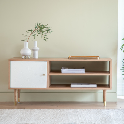 Greenham Media Unit Oak White 1200x400x550mm
