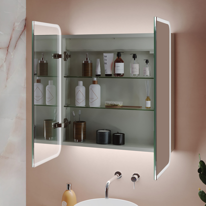 Harbour Design LED Mirrored Cabinet with Demister Pad & Shaver Socket - 600 x 700mm