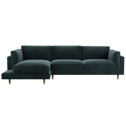 Marco LHF Chaise Sofa in Deep Forest Aquaclean Clever Velvet