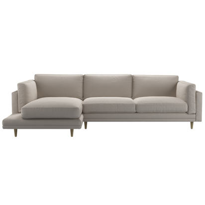 Marco LHF Chaise Sofa in Stone Brushed Linen Cotton
