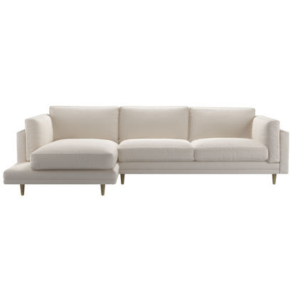 Marco LHF Chaise Sofa in Taupe Brushed Linen Cotton