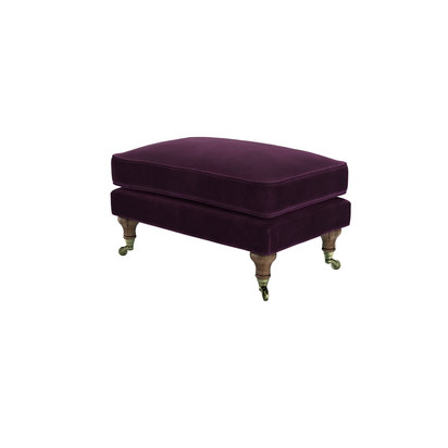 Bluebell Medium Rectangular Footstool in Damson Smart Velvet
