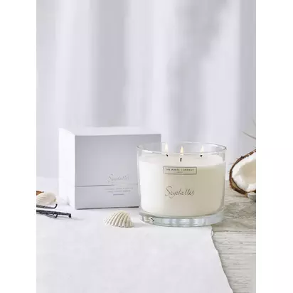 The White Company Seychelles 3 Wick Scented Candle, 770g | H10.90 x W13.40cm