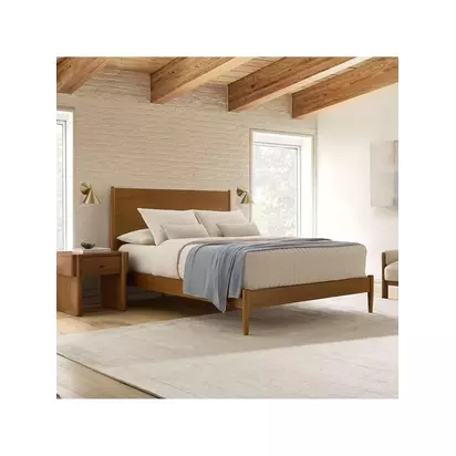 West Elm Mid-Century Wood Bed Frame, King, Acorn Natural Natural | H119 x W160 x D210cm