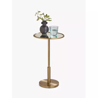 John Lewis Apollo Mirrored Side Table, Brass Gold | H50.60 x W30.20cm