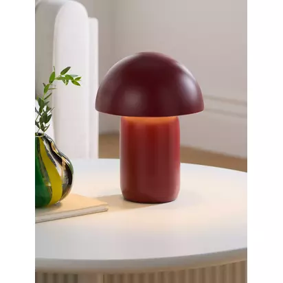 John Lewis Mushroom Rechargeable Portable Dimmable Table Lamp Red | H25.5 x Dia.20cm