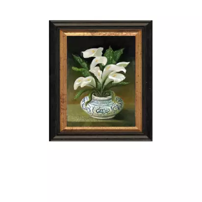 Brookpace Lascelles 'White Flowers in Vase' Framed Canvas Print, 44 x 36cm, White/Blue White, Blue | 44 x 36cm