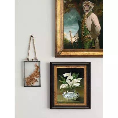 Brookpace Lascelles 'White Flowers in Vase' Framed Canvas Print, 44 x 36cm, White/Blue White, Blue | 44 x 36cm