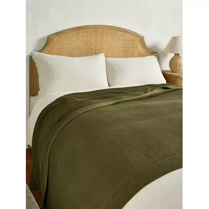 John Lewis Rye Plain Knit Throw Avocado | W140 X L190cm