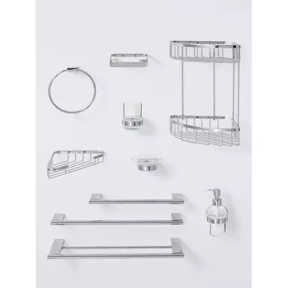 John Lewis Opus Bar Toilet Roll Holder Silver | H2 x W16.7 x D8.1cm