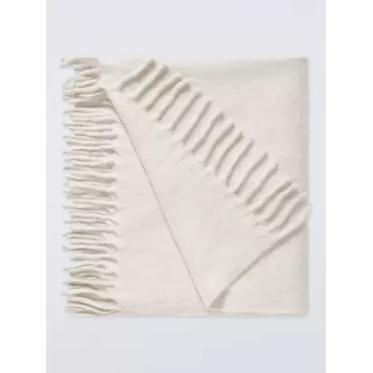 John Lewis Mohair Effect Plain Throw Marshmallow | L200 x W140cm