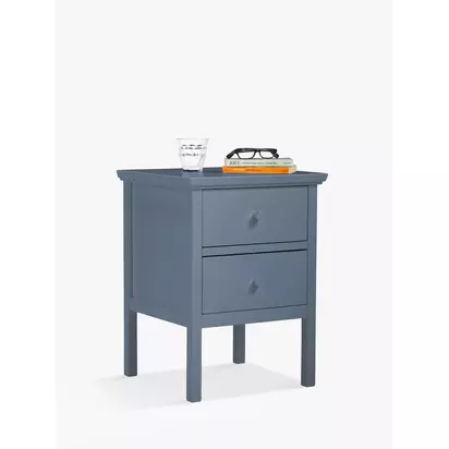 John Lewis Wilton 2 Drawer Bedside Cabinet Denim Blue | H58 x W43 x D41cm