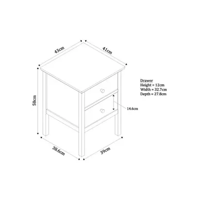 John Lewis Wilton 2 Drawer Bedside Cabinet Denim Blue | H58 x W43 x D41cm