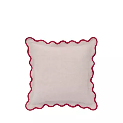 John Lewis Scalloped Linen Cushion Chilli | H45 x W45cm
