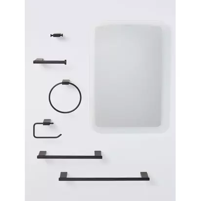 John Lewis Opus Towel Ring Black | H16.5 x W16.2 x D5.8cm
