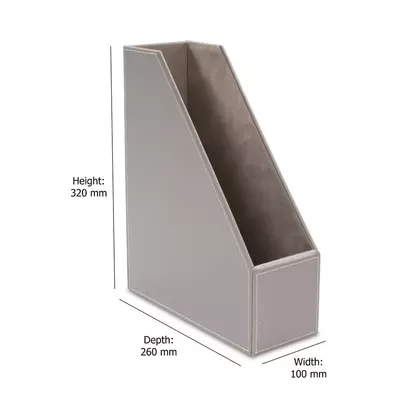 Osco Faux Leather Magazine Holder Grey | H31.8 x W10 x D25.5cm
