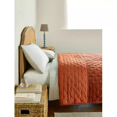 John Lewis Cotton Velvet Quilt Baked Clay | L220 x W220cm