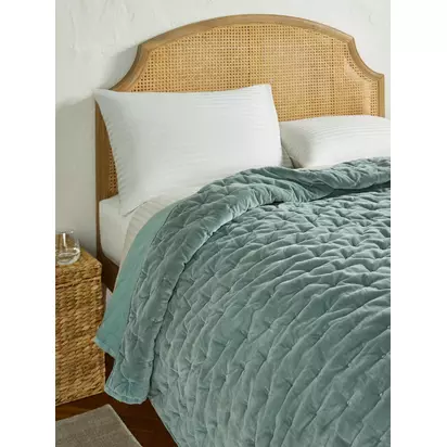 John Lewis Cotton Velvet Quilt Sage | L220 x W220cm