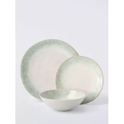 John Lewis Cove Stoneware Dinnerware, 12 Piece, Pale Green Pale Green
