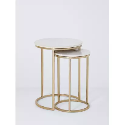 John Lewis Plaza Marble Topped Nest of 2 Tables, White White Marble