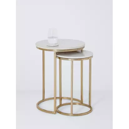 John Lewis Plaza Marble Topped Nest of 2 Tables, White White Marble