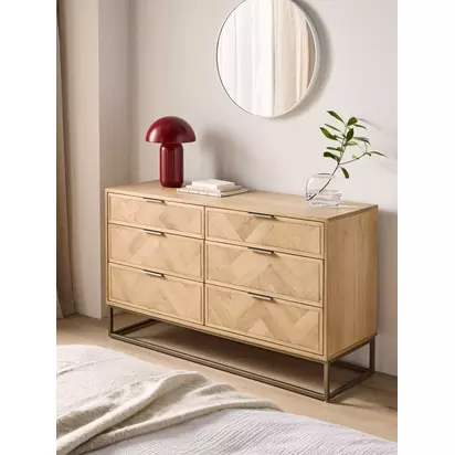 John Lewis Estate 3+3 Drawer Chest Oak | H81.70 x W140 x D45cm