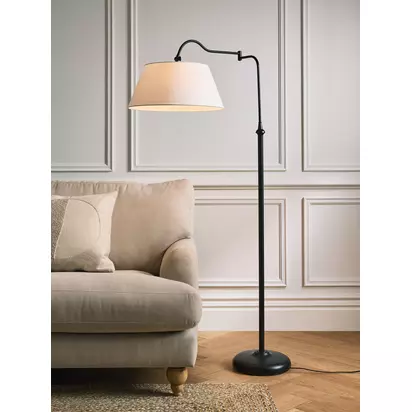 John Lewis Rodeo Swing Arm Floor Lamp, Black Black | H155 x W64 x D43cm