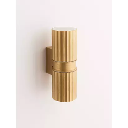 John Lewis Carlo Outdoor Wall Light Gold | H18.50 x W6.50 x D9cm