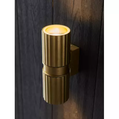 John Lewis Carlo Outdoor Wall Light Gold | H18.50 x W6.50 x D9cm