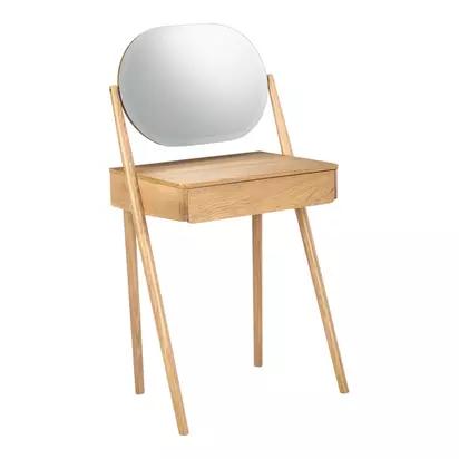 John Lewis Bow Dressing Table & Mirror, Natural Natural Natural | H119.5 x W65.2 x D45cm