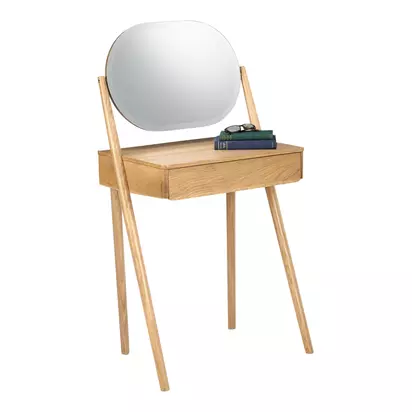 John Lewis Bow Dressing Table & Mirror, Natural Natural Natural | H119.5 x W65.2 x D45cm