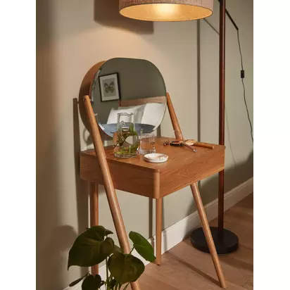 John Lewis Bow Dressing Table & Mirror, Natural Natural Natural | H119.5 x W65.2 x D45cm