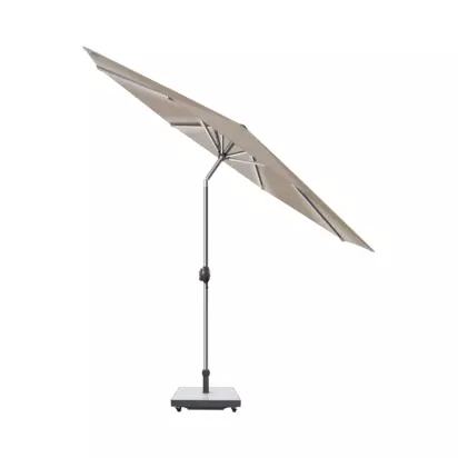 Pacific Glow Defender Round Centre Pole LED Light Parasol & Base with Cover, 3m Taupe | 245cm x 300cm x 300cm