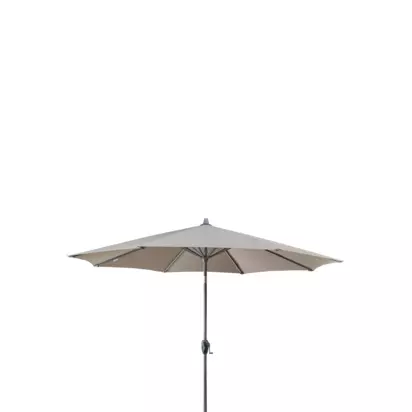Pacific Glow Defender Round Centre Pole LED Light Parasol & Base with Cover, 3m Taupe | 245cm x 300cm x 300cm