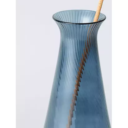 John Lewis Ribbed Glass Carafe, 725ml, Blue Blue | H23.4 x Dia.9.1cm
