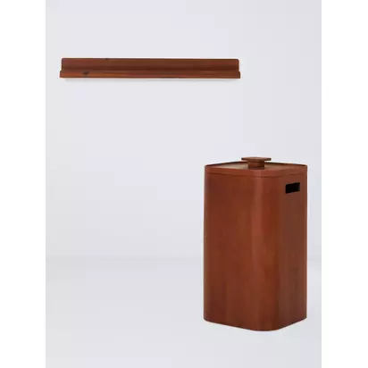 John Lewis Mid-Century Laundry Hamper, FSC-Certified (Acacia Wood), Brown Acacia Wood | H61 x W35 x D35cm