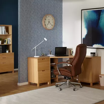 John Lewis Abacus Corner Desk, FSC-Certified (Oak Veneer), Natural Natural | H74 x W137 x D80cm