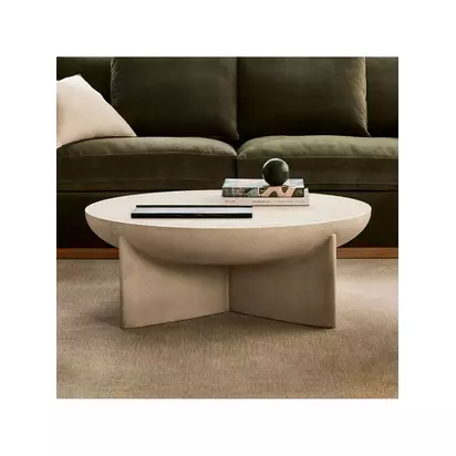west elm Monti Indoor/Outdoor Lava Stone Coffee Table, White Natural | H36 x W76 x D76cm