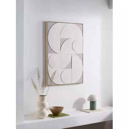 John Lewis 'Neutral Shapes' Framed Hand Painted 3D Canvas, Neutral Natural | H100 x W70 x D4.50cm