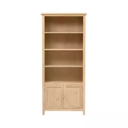 Cotswold Company Inglesham Open Display Cabinet, Whitewash Oak Whitewah Oak | H190 x W83 x D31cm