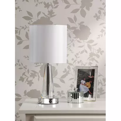 Laura Ashley Callaghan Rechargeable Table Lamp, Clear Clear | H37.50 x W18 x D18cm