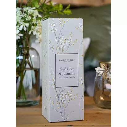 Laura Ashley Fresh Linen Reed Diffuser, 100ml Green | H90mm