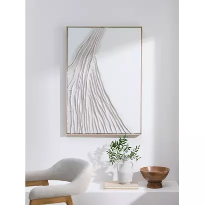 John Lewis 'Gathers' Framed Hand Painted 3D Canvas, 100 x 70cm, Neutral Natural | H100 x W70 x D4.5cm