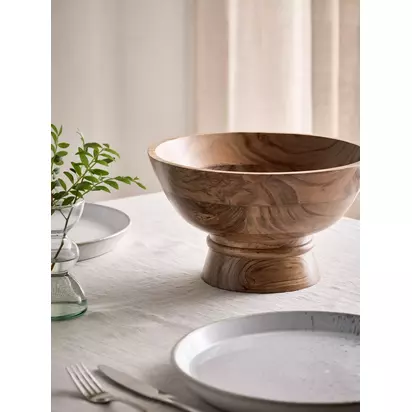 John Lewis Footed Serving Bowl, 27cm, FSC-Certified (Acacia Wood), Natural Natural | H16 x Dia.27cm