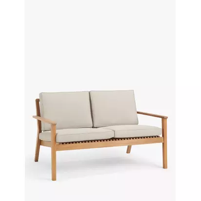 John Lewis Mona 2-Seater Garden Sofa, FSC-Certified (Acacia Wood), Natural Natural | H69 x W124.5 x D77cm