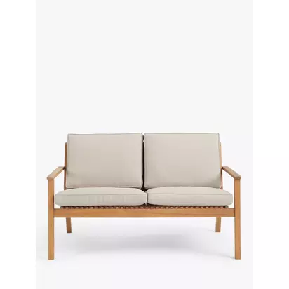 John Lewis Mona 2-Seater Garden Sofa, FSC-Certified (Acacia Wood), Natural Natural | H69 x W124.5 x D77cm