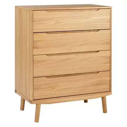 John Lewis Bow 4 Drawer Chest, Natural Natural Natural | H104 x W86.60 x D45cm